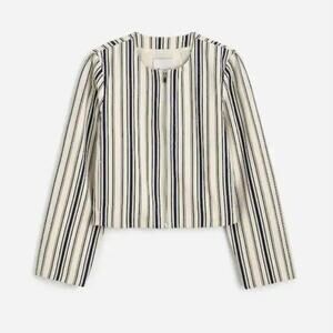 Madewell Crop Cardigan Jacket Boardwalk Stripe Vintage Blue Medium NWT